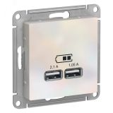 Розетка ATLASDESIGN USB 5В 1 порт x 2,1 А 2 порта х 1,05 А механизм жемчуг ATN000433 Systeme Electric