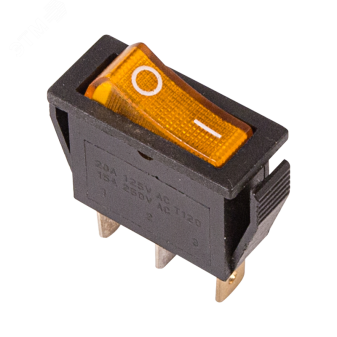 Выключатель клавишный 250V 15А (3с) ON-OFF желтый с подсветкой, REXANT 36-2212 REXANT