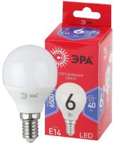 Лампа светодиодная LED P45-6W-865-E14 R (диод, шар, 6Вт, хол, E14) (10/100/3600) Б0045356 ЭРА
