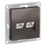 Розетка ATLASDESIGN двойная компьютерная RJ45+RJ45 категория 5E механизм мокко ATN000685 Systeme Electric