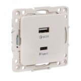 Стокгольм Механизм Розетки с 2USB type-A + type-C белый EYR-2USB-type-C EKF