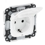 Valena ALLURE Розетка силовая 2К+З со шторками с крышкой белая IP44 755204 Legrand