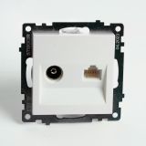 Розетка TV + компьютерная RJ-45 (механизм), серия Катрин, белый 49181 STEKKER