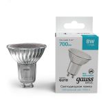 Лампа светодиодная LED 8 Вт 700 лм 4000К AC180-240В GU10 софит MR16 нейтральный Basic 10106282 GAUSS