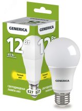 Лампа светодиодная A60 груша 12Вт 230В 3000К E27 GENERICA LL-A60-12-230-30-E27-G IEK