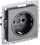 BRITE Розетка с заземлением без защитных шторок 16А РС11-1-0-БрС сталь BR-R11-16-K46 IEK