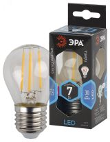 Лампа светодиодная филаментная F-LED P45-7W-840-E27 (филамент, шар, 7Вт, нейтр, E27 (10/100/3000) Б0027949 ЭРА