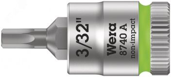 Головка торцевая 8740 A Hex-Plus Zyklop со вставкой под внутренний шестигранник DR 1/4 3/32 x 28 мм WE-003381 Wera