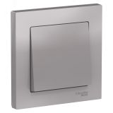 Выключатель одноклавишный ATLASDESIGN схема 1 10АХ в сборе алюминий ATN000312 Systeme Electric