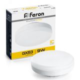 Лампа светодиодная LED 9вт GX53 теплый таблетка 25832 FERON