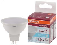 Лампа светодиодная LED 5Вт GU5.3 6500К 400лм 230V FR MR16 (замена 50Вт) OSRAM LS 4058075480520 LEDVANCE