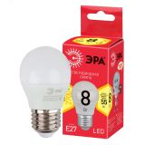 Лампа LED 8W P45-8W-827-E27 R Е27 / E27 8 Вт шар теплый белый свет RED LINE Б0053028 ЭРА