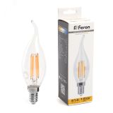 Лампа светодиодная LED 15вт Е14 теплый свеча на ветру FILAMENT 38261 FERON
