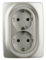 Розетка 2X2P+E Schuko, 16A-250В, Эра12, перламутр, 12-2106-15 Б0031237 ЭРА