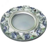 DLS-P123 GU5.3 CHROME/CLEAR+PURPLE Светильник декоративный встраиваемый. Без лампы. Металл, цвет хром. Отделка кристалл с элементами фиолетового. ТМ Fametto 10644       Uniel