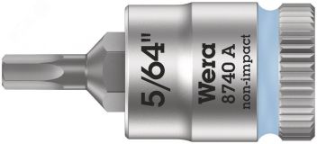 Головка торцевая 8740 A Hex-Plus Zyklop со вставкой под внутренний шестигранник DR 1/4 5/64 x 28 мм WE-003380 Wera