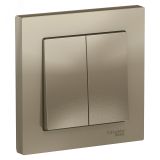 Выключатель двухклавишный ATLASDESIGN схема 5 10АХ в сборе шампань ATN000552 Systeme Electric