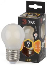 Лампа светодиодная филаментная F-LED P45-7W-827-E27 frost (филамент, шар мат., 7Вт, тепл, E27 (10/100/3000) Б0027958 ЭРА