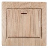Выключатель Intro Plano 1-102-11 одноклавишный с подсветкой, 10А-250В, IP20, СУ, сосна Б0053740 ЭРА