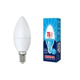 Лампа светодиодная LED-C37-9W/NW/E14/FR/NR Лампа светодиодная. Форма свеча, матовая. Серия Norma. Белый свет (4000K). Картон. ТМ Volpe UL-00003803 Uniel