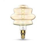 Лампа светодиодная филаментная LED 8 Вт 560 лм 2400К AC185-265В E27 BD180 теплая золотистая колба Black Filament Gauss 161802008 GAUSS