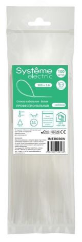Стяжка кабельная MultiSet 300х3.6 Белая (100шт) IMT30036W Systeme Electric