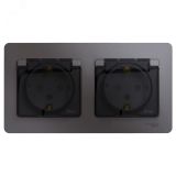 Розетка GLOSSA двойная с заземлением со шторками в сборе IP44 графит GSL001347 Systeme Electric