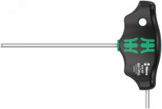 Отвёртка шестигранная 454 Hex-Plus HFс Т-образной рукояткой с функцией фиксации крепежа 3 x 100 мм с дополнительным коротким рабочим концом WE-023334 Wera