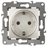Розетка 2P+E Schuko со шторками, 16A-250В, Эра12, перламутр, 12-2102-15 Б0019326 ЭРА