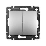 VALENA Выключатель двухклавишный в рамку алюминий 770105 Legrand/Daccord