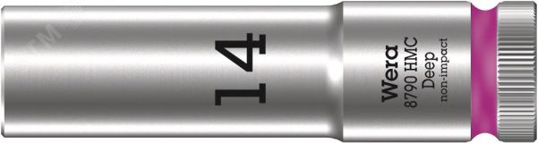 Головка торцевая шестигранная 8790 HMC Deep DR 1/2 глубокая 14 x 83 мм WE-004554 Wera
