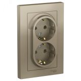 Розетка ATLASDESIGN двойная с заземлением 16А в сборе шампань ATN000524 Systeme Electric