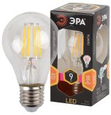 Лампа светодиодная филаментная F-LED A60-9W-827-E27 (филамент, груша, 9Вт, тепл, Е27) (10/100/1500) Б0043433 ЭРА