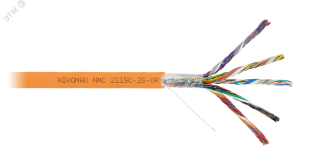 Кабель U/UTP 25 пар, Кат.5 (Класс D), 100МГц, одножильный, BC (чистая медь), 24AWG (0,50мм),  полимерный материал нг(А)-HF, внутренний,  оранжевый 500м ЭКО63796 NIKOMAX