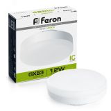 Лампа светодиодная LED 12вт GX53 белый таблетка 25835 FERON