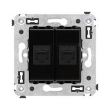 Avanti Компьютерная розетка RJ-45 без шторки в    стену, кат.5е двойная Черный квадрат 4402664 DKC