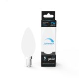 Лампа светодиодная LED 7 Вт 590 лм 6500К AC150-265В E14 свеча холодная диммируемая Black 103101307-D GAUSS