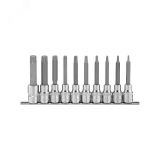 Набор насадок торцевых 1/2''DR с вставками-битами TORX® на держателе, T20-T70, 100 мм, 10 предметов 055612 Ombra