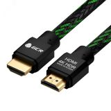 Кабель HDMI 2.0, Ultra HD 19М на 19М, 1.5 м., AL черный-зеленый нейлон 1000585732 Greenconnect