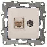 Розетка комбинированная RJ45+TV, Эра12, слоновая кость, 12-3110-02 Б0027442 ЭРА