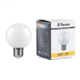 Лампа светодиодная LED 3вт Е27 2700K шар G60 25903 FERON