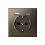 ARTGALLERY розетка 16А с 2 USB A+C, 5В/2,4А/3,0А, 2х5В/1,5А, механизм, мокко GAL000632 Systeme Electric