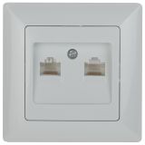 Розетка информационная 2xRJ45, СУ, Solo, белый, 4-304-01 Б0043389 ЭРА