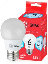 Лампа светодиодная 6 Вт груша нейтральный белый свет RED LINE LED A55-6W-840-E27 R E27 / Е27 ЭРА Б0050688 ЭРА