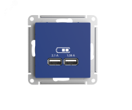 ATLASDESIGN USB РОЗЕТКА A+A, 5В/2,1 А, 2х5В/1,05 А, механизм, АКВАМАРИН ATN001133 Systeme Electric