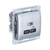 GLOSSA USB РОЗЕТКА тип-C 65W высокоскор.заряд. QC, PD, механизм, АЛЮМИНИЙ GSL000327 Systeme Electric