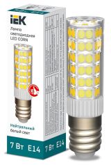 Лампа светодиодная CORN капсула 7Вт 230В 4000К керамика E14 IEK LLE-CORN-7-230-40-E14 IEK