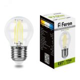 Лампа светодиодная LED 11вт Е27 белый шар FILAMENT 38016 FERON