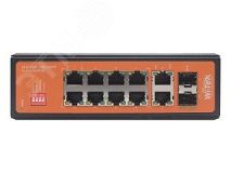 Коммутатор неуправляемый PoE 12 портов, 8хPoE 10/100 Мб/с, 2хRJ45, 2хSFP, 250 Вт WI-PS212GF-I Wi-Tek