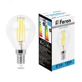 Лампа светодиодная LED 15вт Е14 дневной шар FILAMENT 38251 FERON